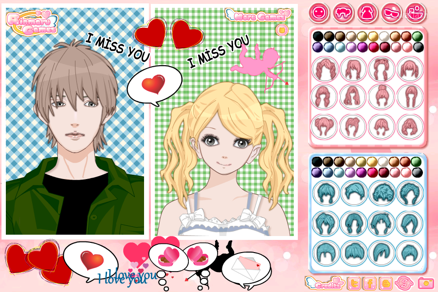 아니메 발렌타인 커플 크리에이터 (Anime Valentine Couple Creator) 게임 화면 2