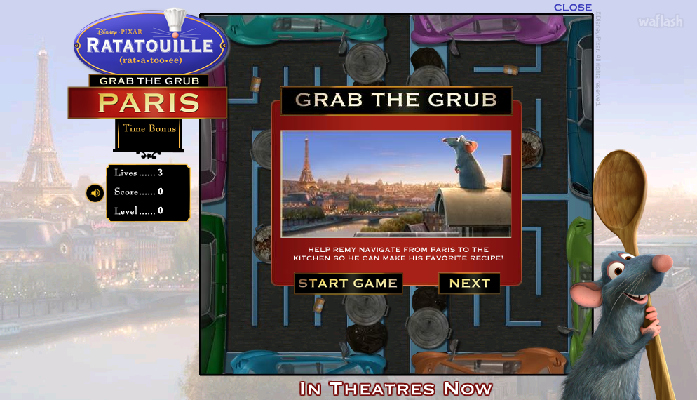 라따뚜이 Ratatouille: Grab the Grub 게임 화면 1