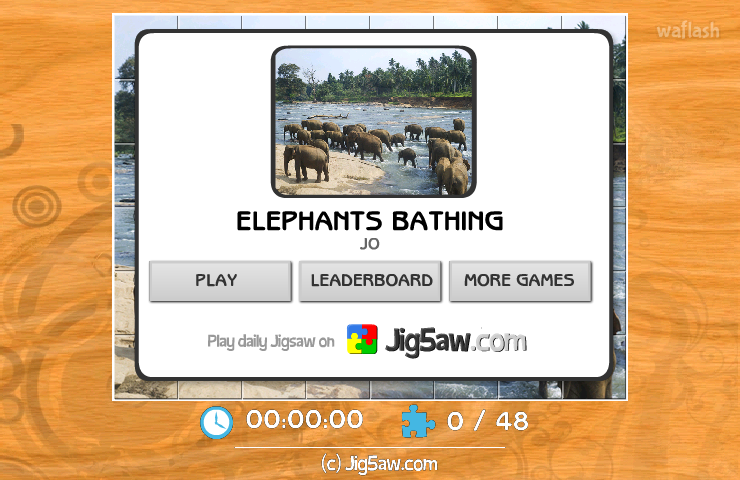 직소퍼즐 - Elephants Bathing 게임 화면 1