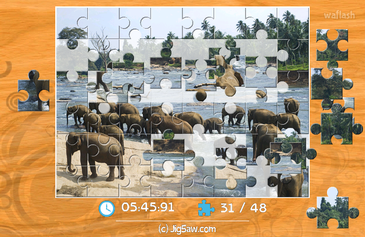 직소퍼즐 - Elephants Bathing 게임 화면 2