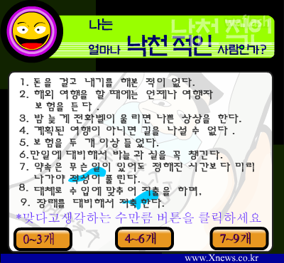 심리테스트 - 나는 얼마나 낙천적인 사람인가? 게임 화면 2