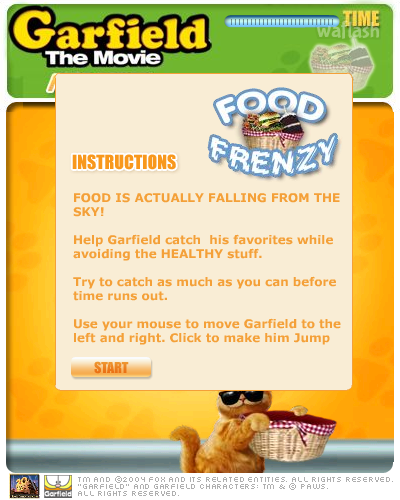 가필드 푸드 프렌지 (Garfield Food Frenzy) 게임 화면 1