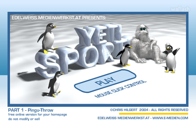 예티스포츠(Yetisports) 파트1 Pingu-Throw 게임 화면 1