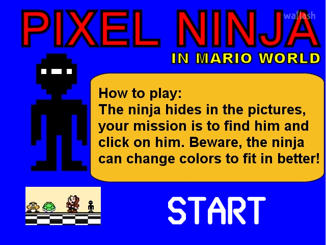 마리오월드 픽셀 닌자 찾기 (Pixel Ninja in Mario World) 게임 화면 1