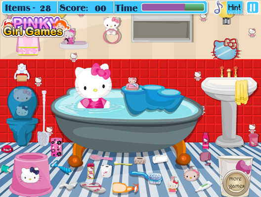 헬로키티 욕실 청소 (Hello Kitty Bathroom Cleaning) 게임 화면 2