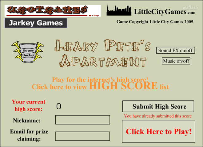 물 새는 피트의 아파트 (Leaky Pete's Apartment) 게임 화면 1