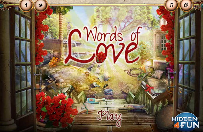 Hidden4Fun 숨은그림찾기 - Words of Love 게임 화면 1