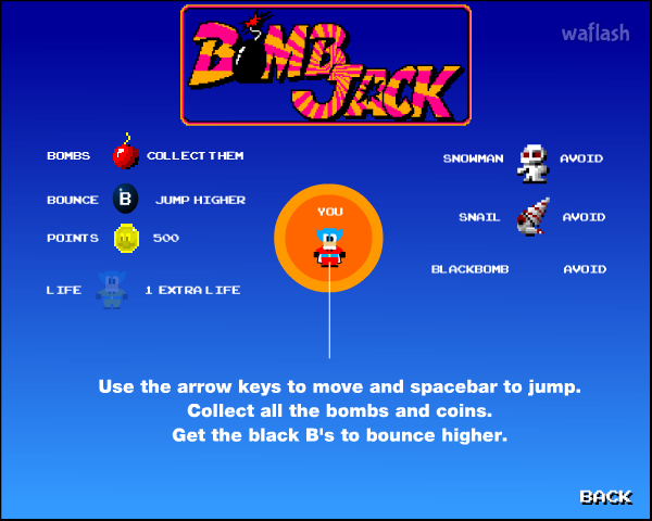 폭탄 잭1 (Bomb Jack) 게임 화면 1