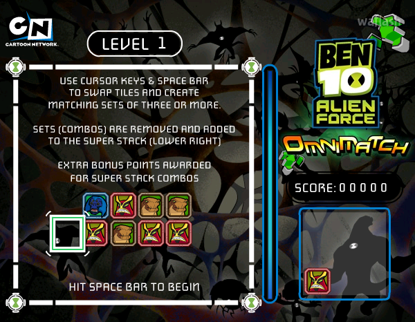 벤10 에일리언 포스 옴니매치 (Ben 10 Alien Force Omnimatch) 게임 화면 1