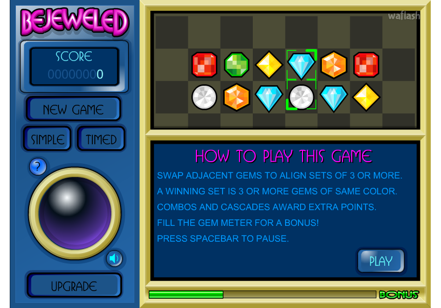 비쥬얼드 (Bejeweled) 게임 화면 1
