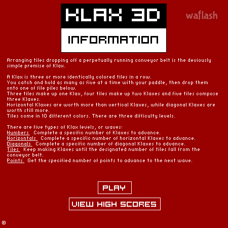 클랙스 3D (KLAX 3D) 게임 화면 1
