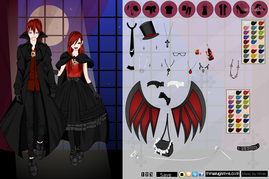 린마루게임즈 - 뱀파이어 커플 꾸미기 (Vampire Couple Dress-up) 게임 화면 1