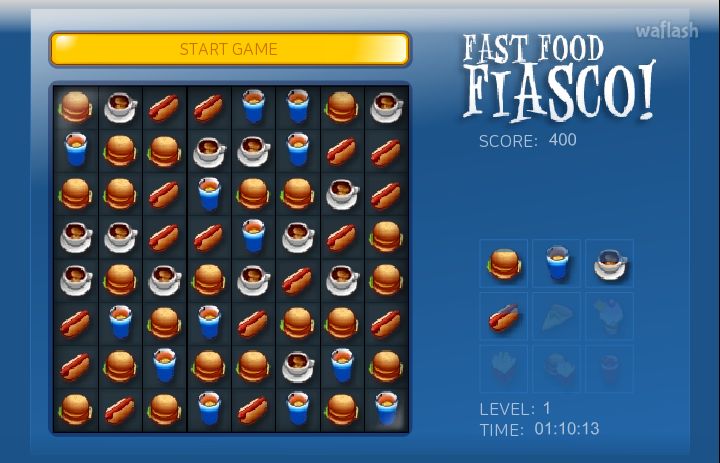 패스트 푸드 매칭 게임 (Fast Food Fiasco!) 게임 화면 1