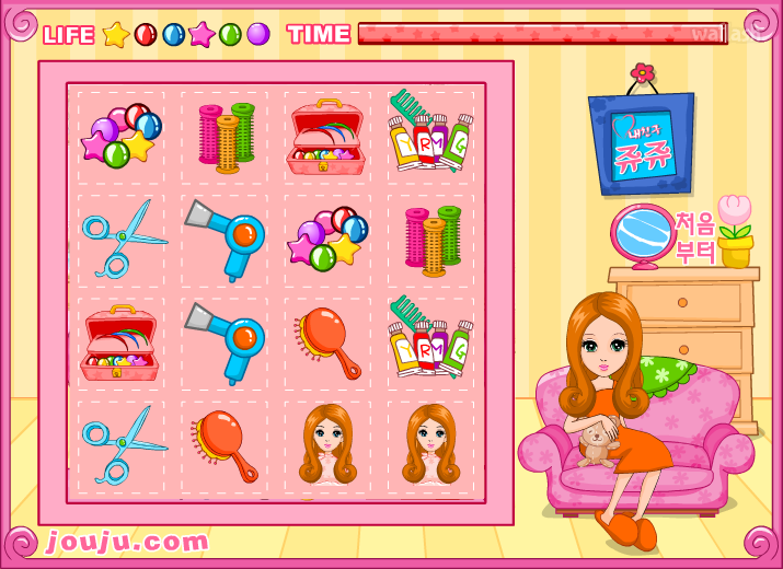 쥬쥬의 같은 그림 찾기 게임 화면 1