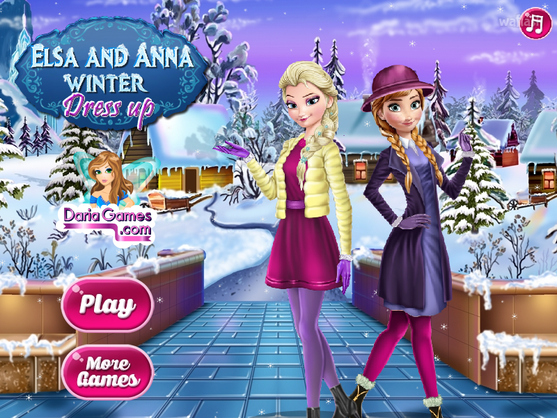 엘사 앤 안나 윈터 드레스업 (Elsa and Anna Winter Dress up) 게임 화면 1
