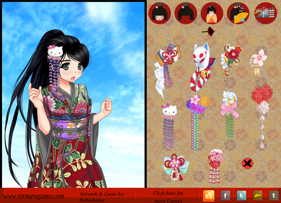 린마루게임즈 - 아니메 기모노 드레스업 (Anime Kimono Dress Up) 게임 화면 1