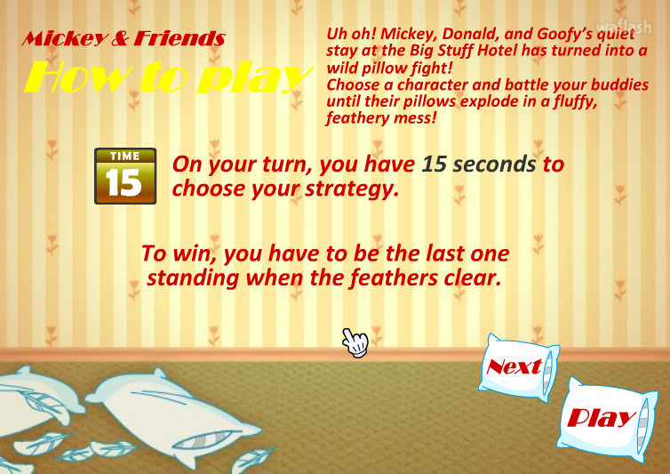 미키와 친구들 베개싸움 - Mickey And Friends in Pillow Fight 게임 화면 2