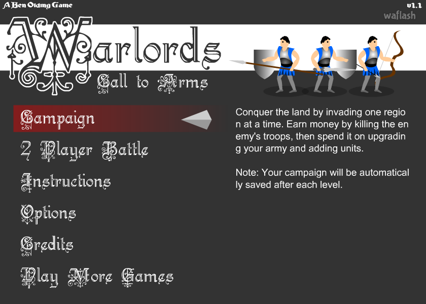 워로드 (Warlords) 게임 화면 1
