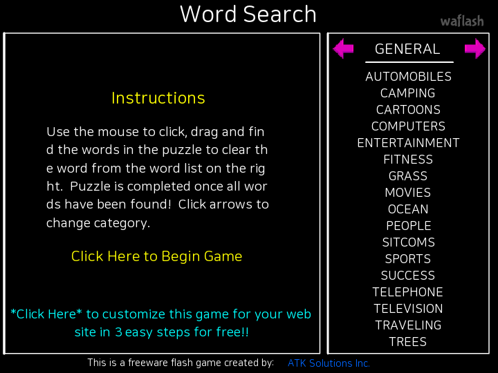 워드 서치 (Word Search) 게임 화면 1