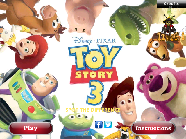 토이스토리 3 틀린그림찾기 (Toy Story 3 - Spot the Difference) 게임 화면 1