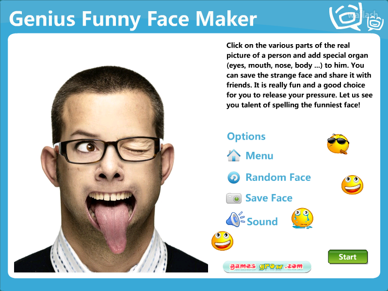 지니어스 퍼니 페이스 메이커 (Genius Funny Face Maker) 게임 화면 1