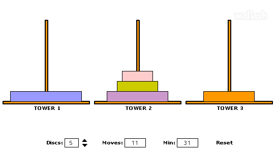 하노이의 탑 (Tower of Hanoi) 게임 화면 1