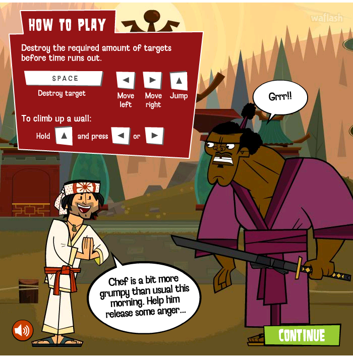 셰프 해칫의 닌자 트레이닝 (Total Drama Action: Chef's Ninja Training) 게임 화면 2