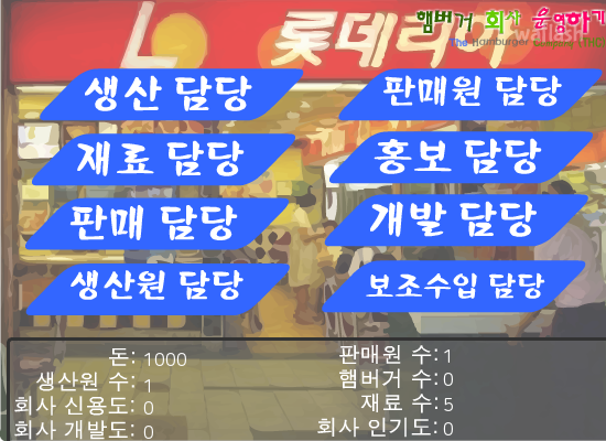 햄버거 회사 운영하기 게임 화면 3