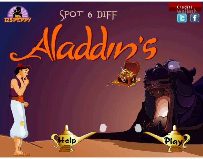 알라딘 틀린그림찾기 (Spot 6 Diff - Aladdin) 게임 화면 1