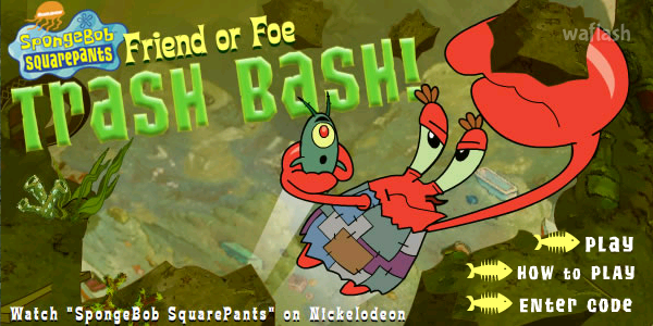 스폰지밥 Friend or Foe Trash Bash 게임 화면 1