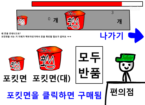 포킷의 포킷면 먹방! 게임 화면 3